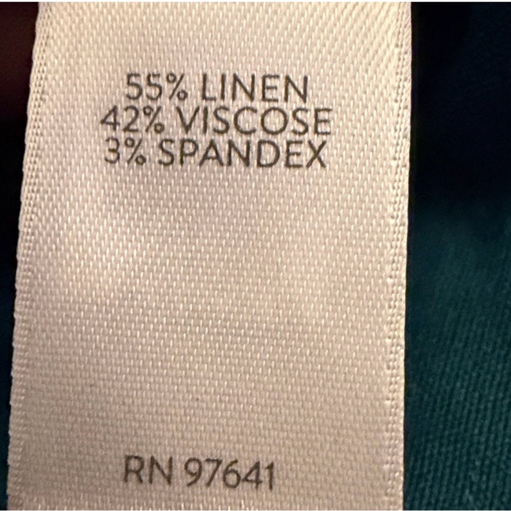 J. Jill Jenna Belted Full Leg Crop Linen Stretch Pants in Pacific Teal - Picture 10 of 10